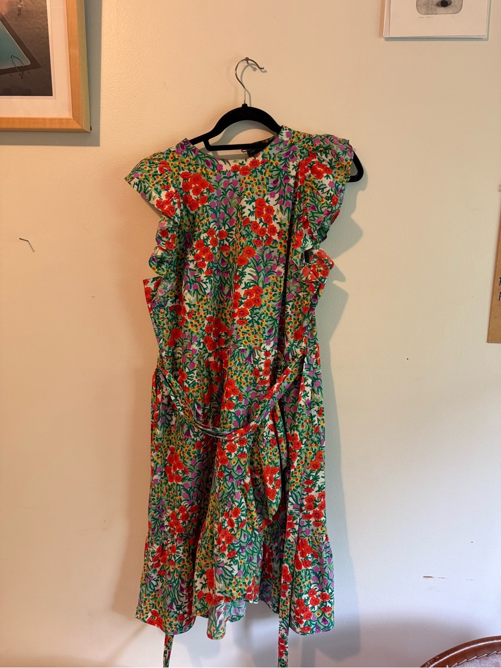 Banjanan Red Floral Ruffle Sleeve Mini Dress